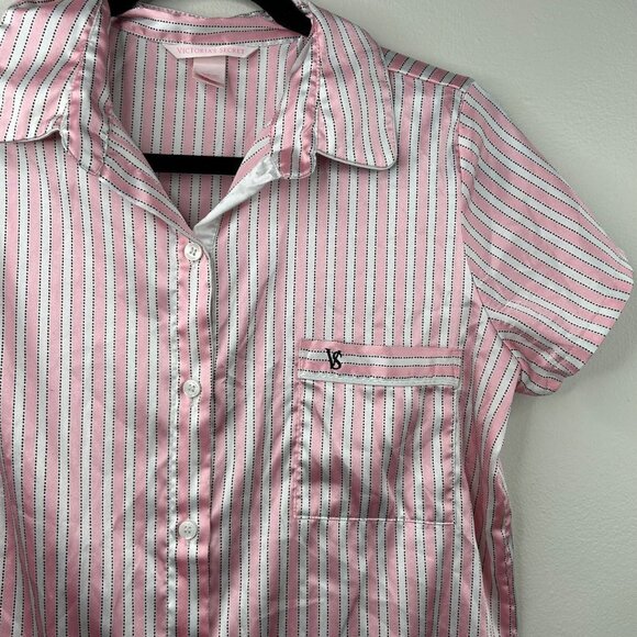 Victoria's Secret pink‎ and while button down pajama top size small - Picture 3 of 5